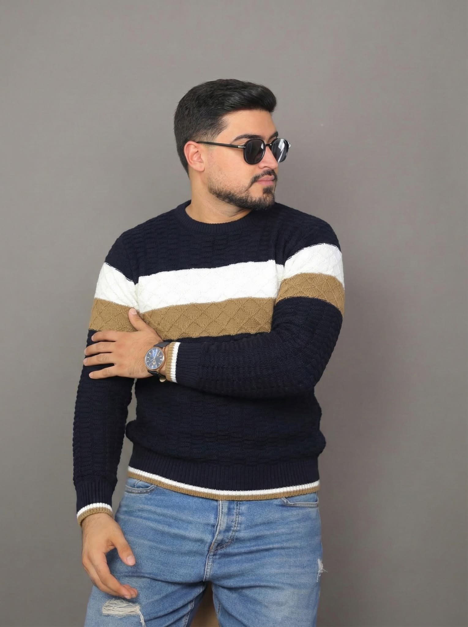 Pul rayé en tricot