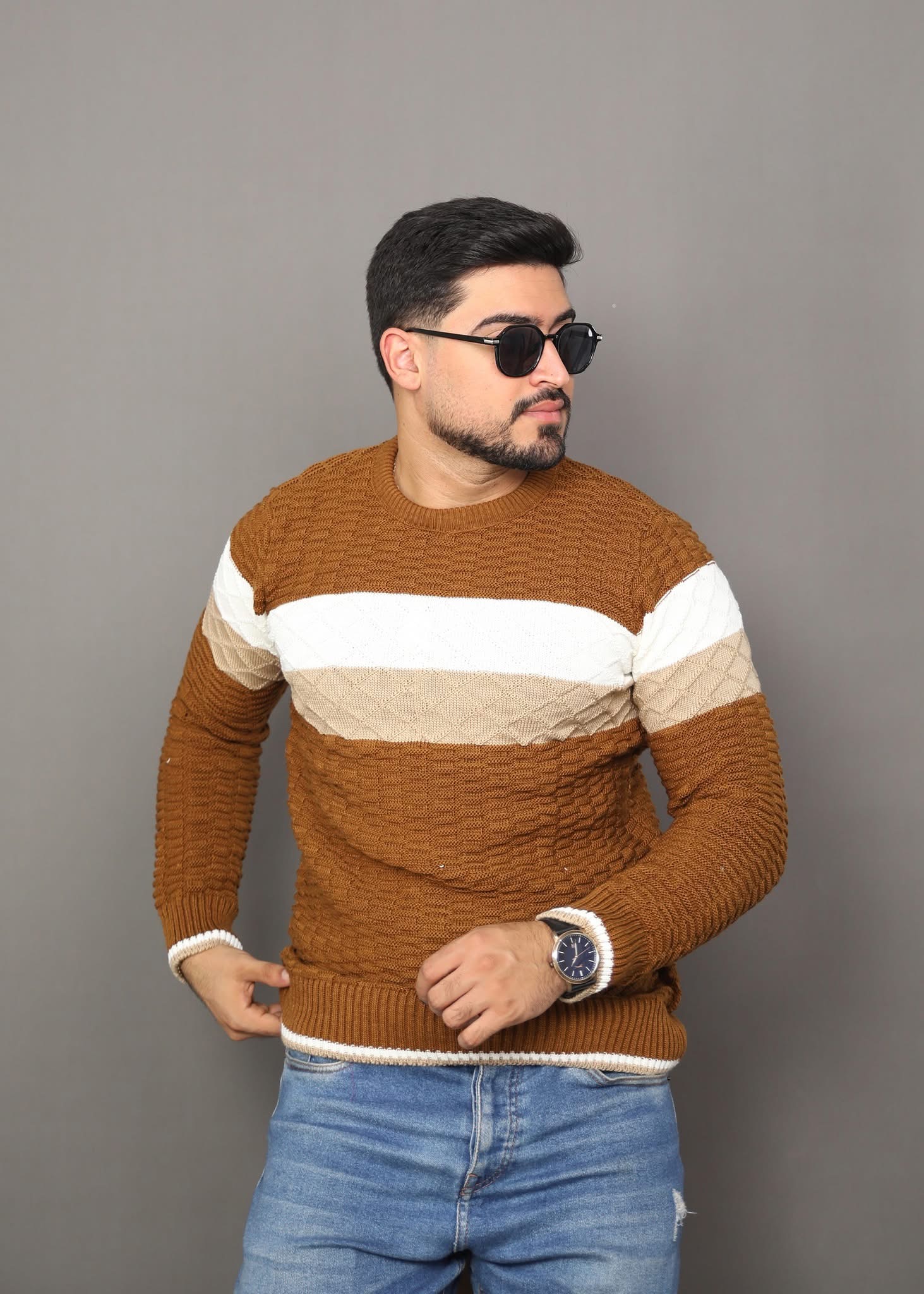 Pul rayé en tricot
