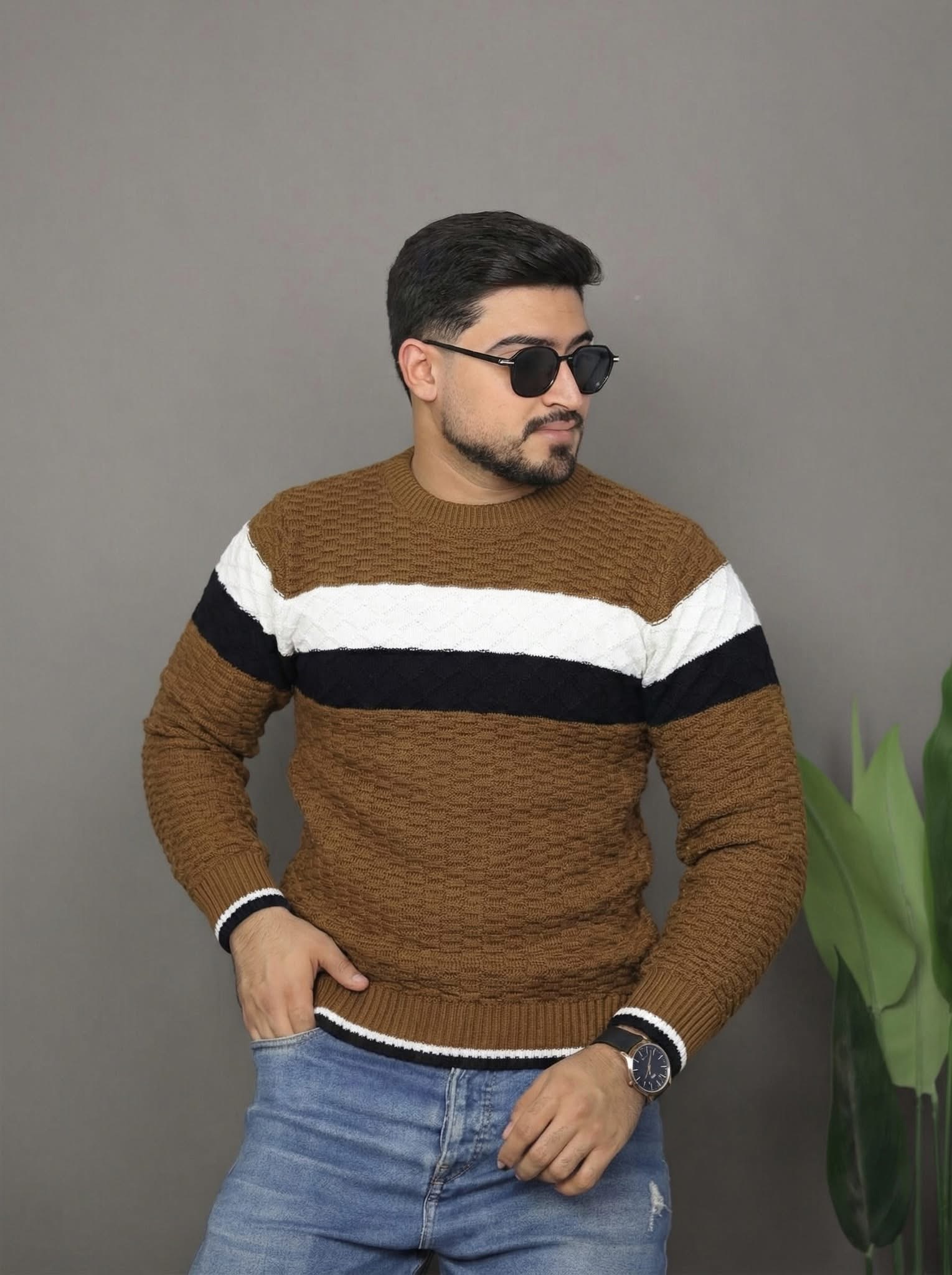 Pul rayé en tricot